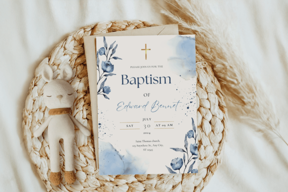 Download Baptism Invitation Template, Rustic Pink - Rustic Collection