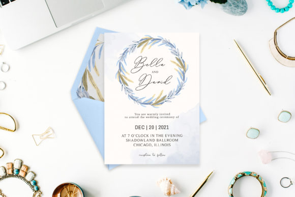 Download Blue Floral Watercolor Wedding Template - Wedding template Collection