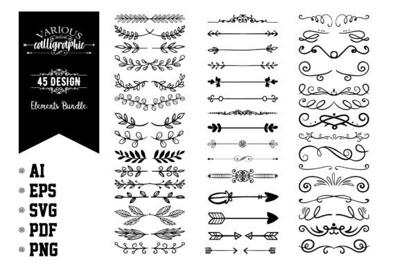 Download Various Calligraphic Design Elements Set - Calligraphic Collection