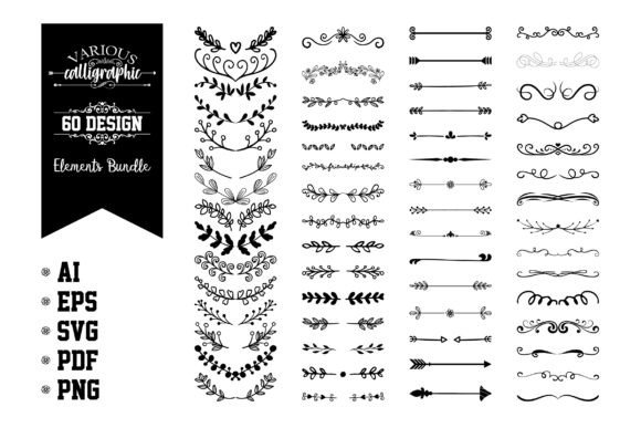 Download Various Calligraphic Design Elements Set - Calligraphic Collection