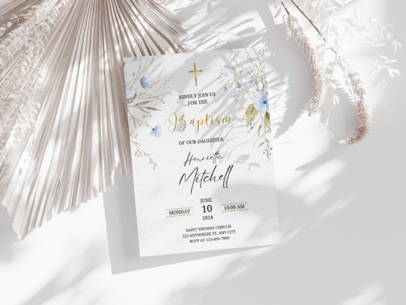 Download Baptism Invitation Template, Rustic Pink - Rustic Collection